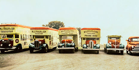 Removalist trucks aligned beside each other on 1948