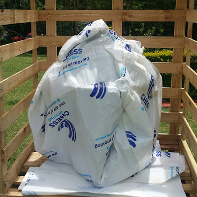 wrapped globe in crate