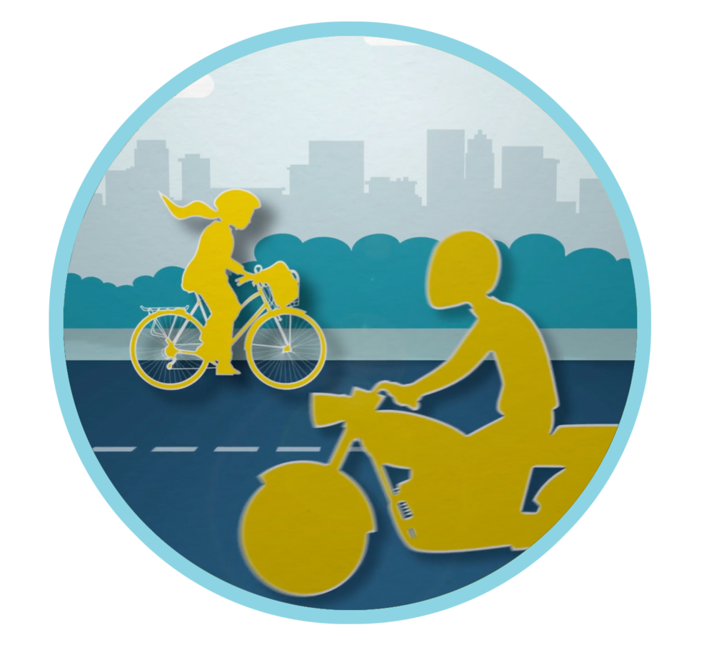 share road with bike and motorcycles